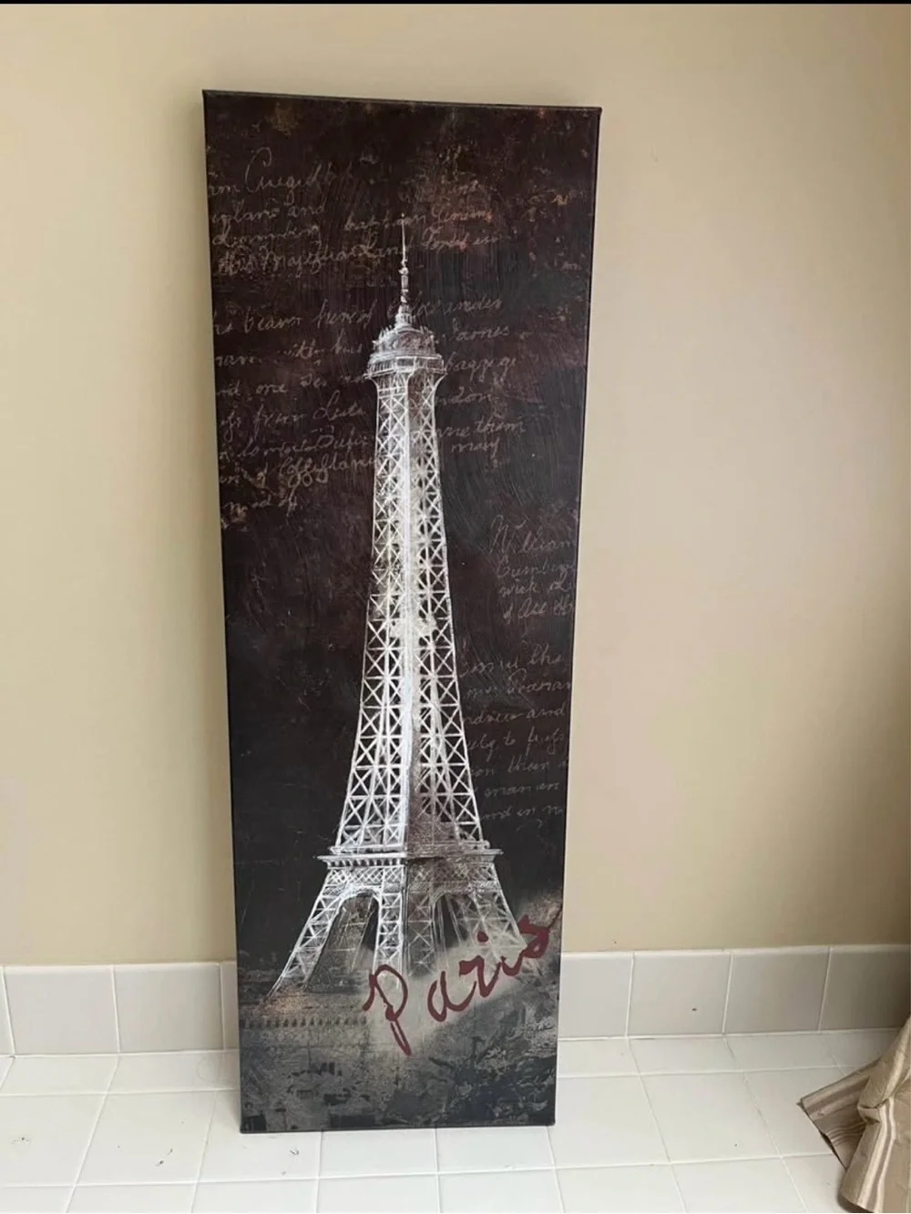 Paris Eiffel Tower Wall Art Print in White and Brown